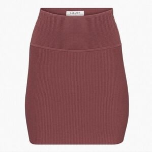 Aritzia Babaton Rose Mauve Ribbed High Rise Sculpt Knit Mini Skirt Slim Bodycon